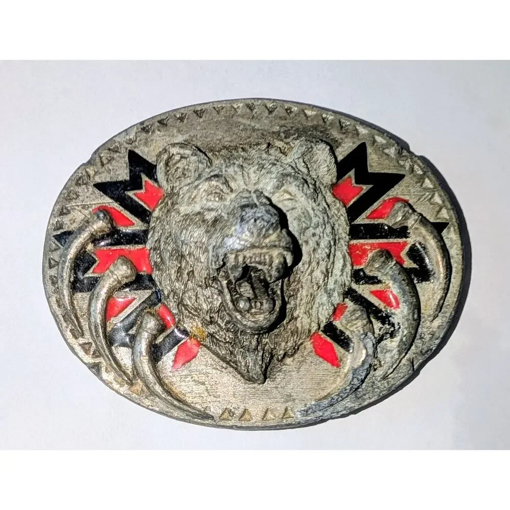Vintage Siskiyou Buckle Co Bear Belt Buckle Pewter Made in USA 1991